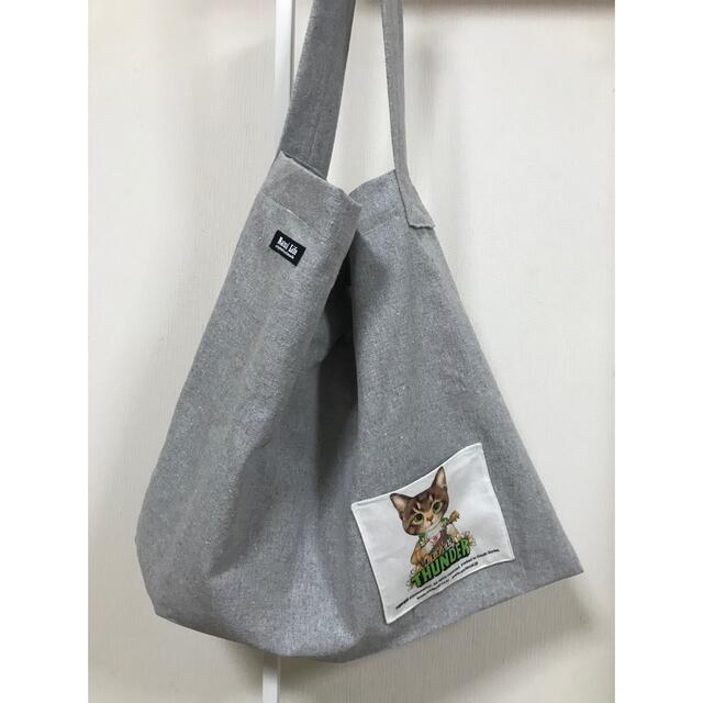 リネン風　ナチュラル　エコバッグ ハンドメイド   コヤンイサムチョン  グレー レディースのバッグ(エコバッグ)の商品写真