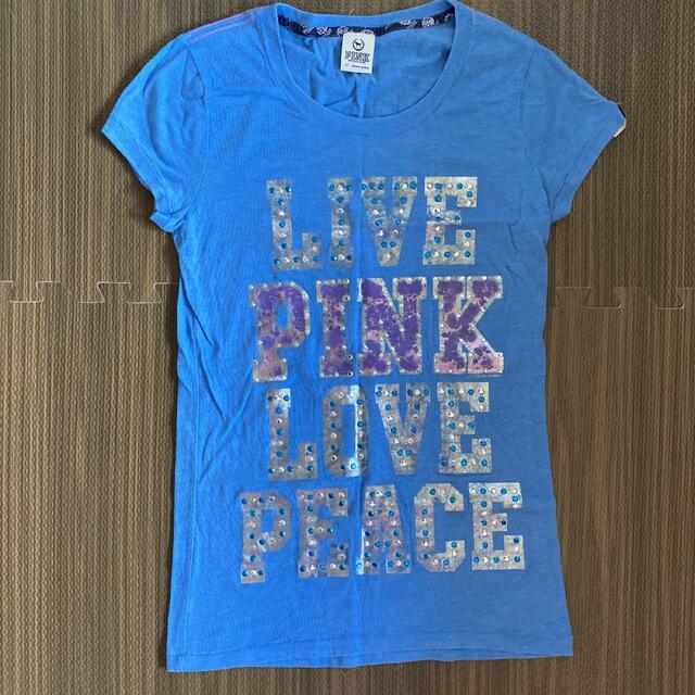 Victoria's Secret(ヴィクトリアズシークレット)のヴィクトリアシークレット PINK スタッズ付きキラキラTシャツ ピンク レディースのトップス(Tシャツ(半袖/袖なし))の商品写真