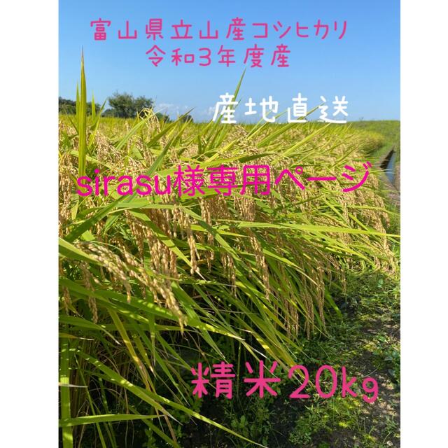 sirasuさま専用　富山県立山産こしひかり　精米20kg