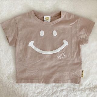 90 キッズ　子供服　ベビー　Tシャツ　半袖　スマイリー　夏　ブラウン　保育園(Tシャツ/カットソー)