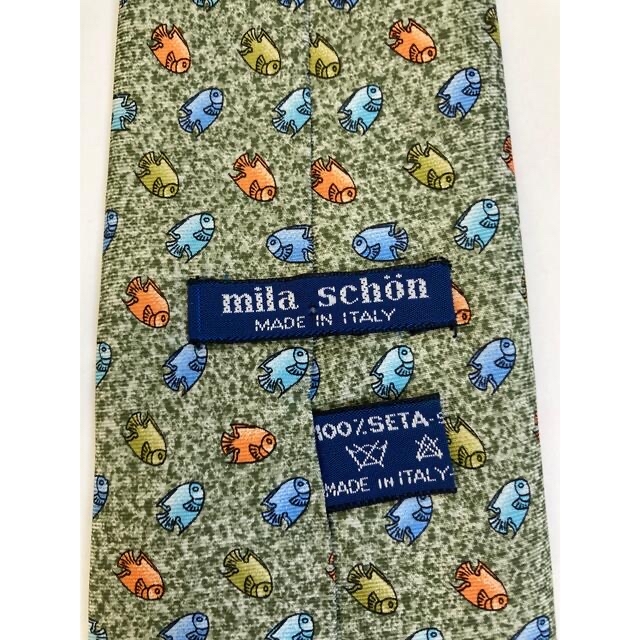 mila schon(ミラショーン)のMILA SCHON ミラショーン ネイビー 総柄 魚 カジュアル オフィス メンズのファッション小物(ネクタイ)の商品写真