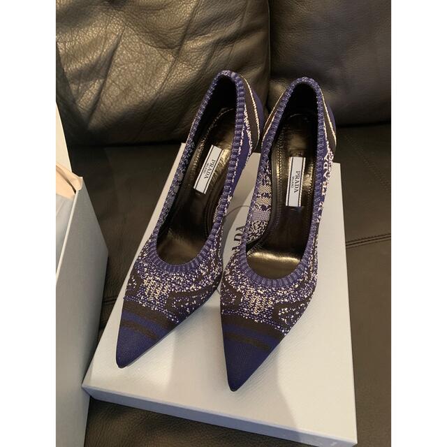 プラダ PRADA ヒール 37.5 ニット素材 10cmヒール レディース 靴