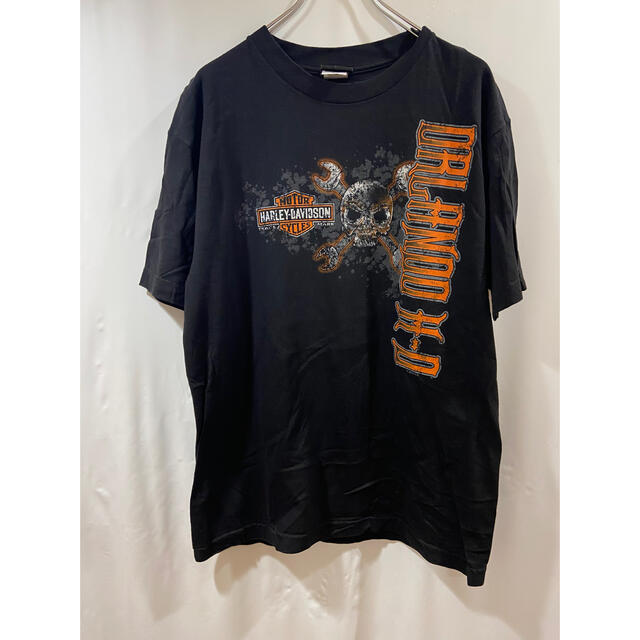 Harley Davidson(ハーレーダビッドソン)の【人気】ハーレーダビッドソン Tシャツ 黒T 古着 ドクロ ストリート メンズのトップス(Tシャツ/カットソー(半袖/袖なし))の商品写真