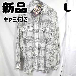 シマムラ(しまむら)の新品 未使用 しまむら 2点セット キャミ付き チェックブラウス L 中白(シャツ/ブラウス(長袖/七分))