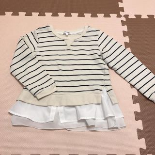 グローバルワーク(GLOBAL WORK)のグローバルワークボーダーフリルカットソー 110〜120cm(Tシャツ/カットソー)