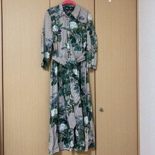 美品！ZARA WOMAN ザラ＊ストライプ&ボタニカルシャツワンピース　S