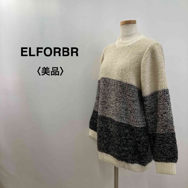 【送料無料】ELFORBR 3トーンニットセーターホワイトブラックサイズ