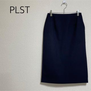 プラステ(PLST)の【中古美品】PLSTウォームリザーブタイトスカート　ネイビー　Sサイズ　オフィス(ひざ丈スカート)