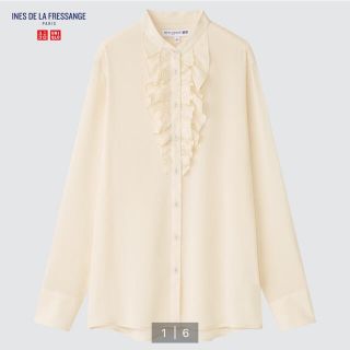 ユニクロ(UNIQLO)の【新品】UNIQLO シルクフリルブラウス　Sサイズ(シャツ/ブラウス(長袖/七分))