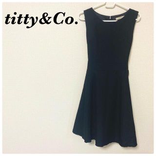 ティティアンドコー(titty&co)のtitty&Co.  膝上丈ワンピース(ブラック)(ひざ丈ワンピース)