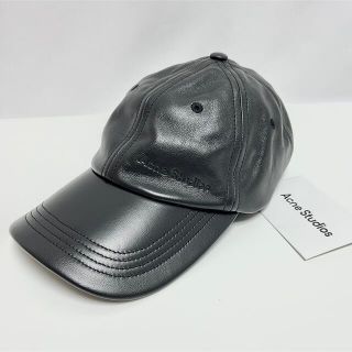 アクネストゥディオズ(Acne Studios)の新品 アクネ ストゥディオズ レザー キャップ CAP 帽子 ACNE 黒 ロゴ(キャップ)