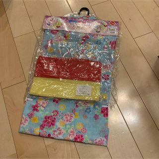 新品　浴衣　帯付き　浴衣セット　ブルー　水色　110 花柄(甚平/浴衣)