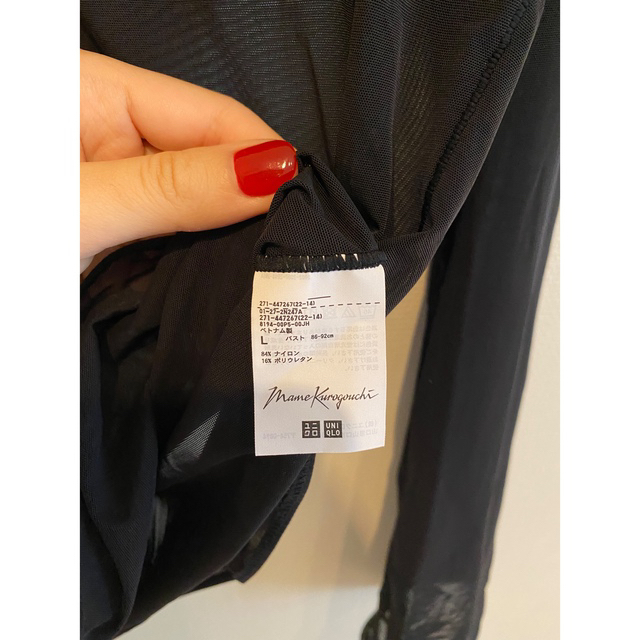 L 黒　ユニクロ　マメクロゴウチ　コラボ　シアークルーネックTシャツ レディースのトップス(カットソー(長袖/七分))の商品写真