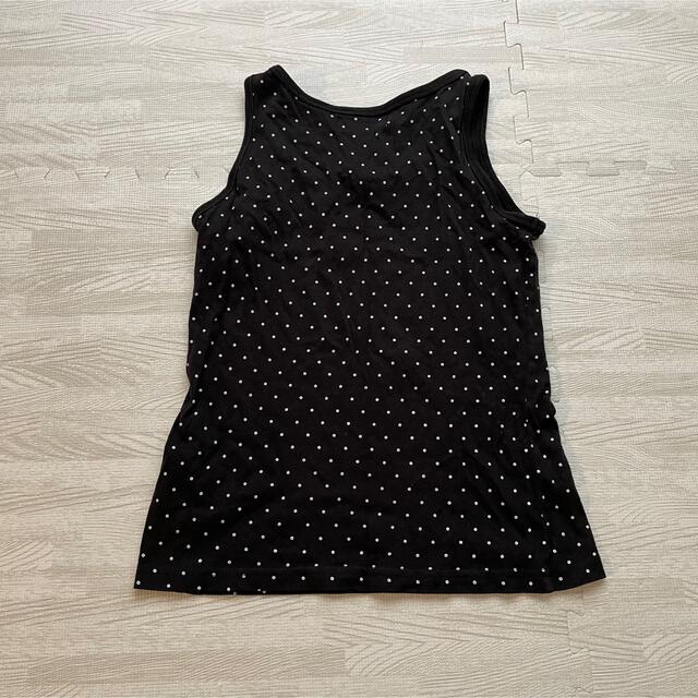 黒ドット柄タンクトップ ヨレあり 140 キッズ/ベビー/マタニティのキッズ服女の子用(90cm~)(その他)の商品写真