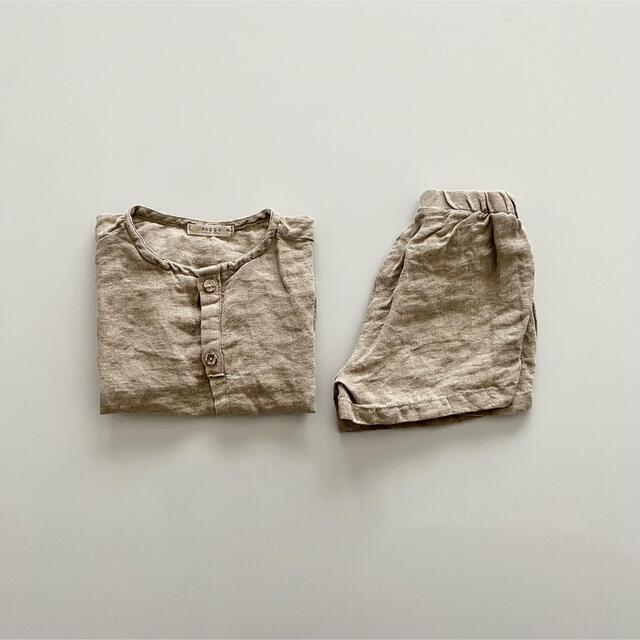 韓国子供服　linen set  キッズセットアップ　キッズ夏服　キッズ半袖 キッズ/ベビー/マタニティのキッズ服男の子用(90cm~)(Tシャツ/カットソー)の商品写真