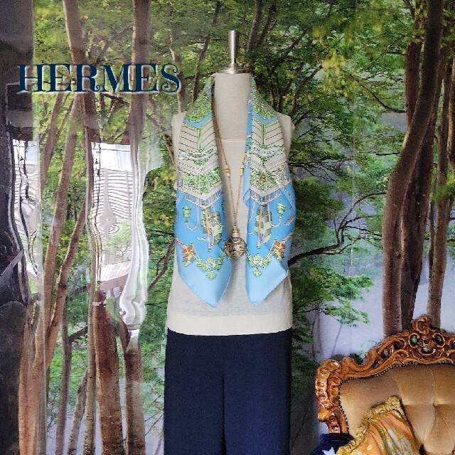 レア 稀少 HERMES エルメス カレ90 スカーフ RAILING - バンダナ/スカーフ