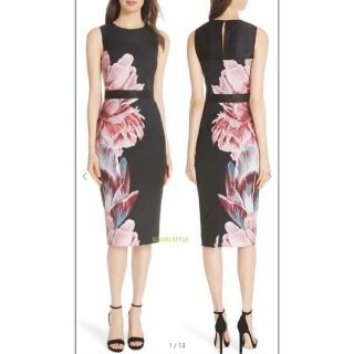 テッドベイカー(TED BAKER)の【一度試着のみ・美品】テッドベイカー　美ウエスト　パーティードレス　ワンピース(ミディアムドレス)