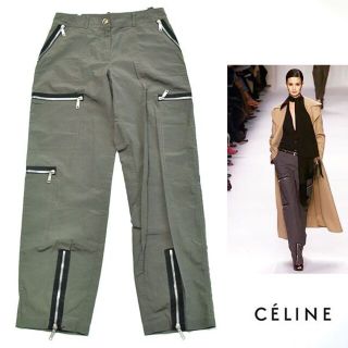 セリーヌ(celine)のセリーヌ■カーゴパンツ　ロゴファスナー　カーキ　36　ワークパンツ(ワークパンツ/カーゴパンツ)