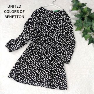 ベネトン(BENETTON)のベネトン キッズ ワンピース 総柄 長袖 フレア M 130(ワンピース)