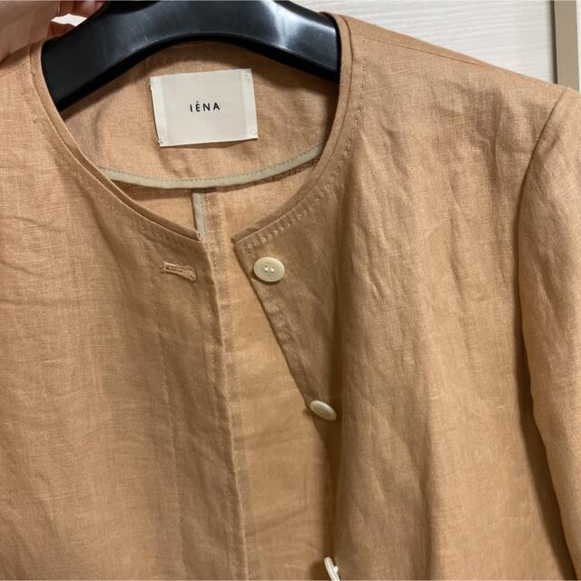 IENA LINEN リネンノーカラーロングコート