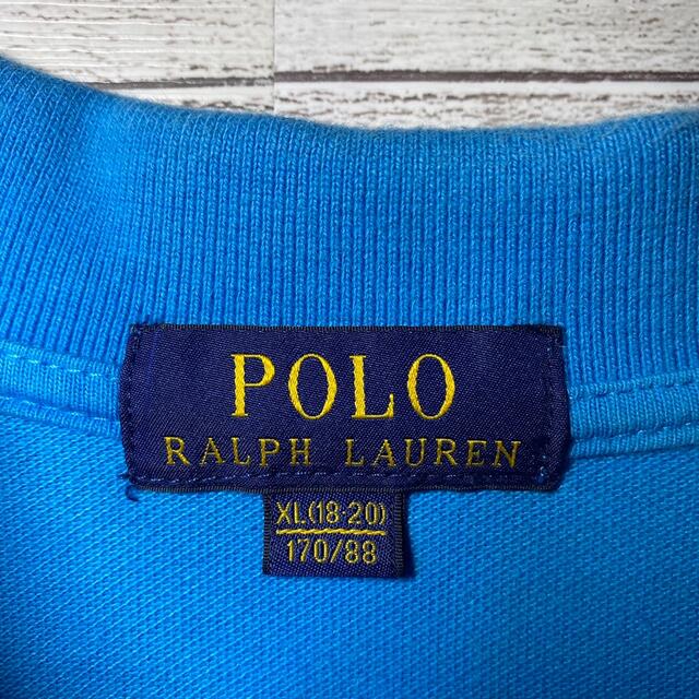 POLO RALPH LAUREN(ポロラルフローレン)のポロラルフローレン　半袖ポロシャツ　デカポニーロゴ　刺繍ロゴ　水色　古着 メンズのトップス(ポロシャツ)の商品写真