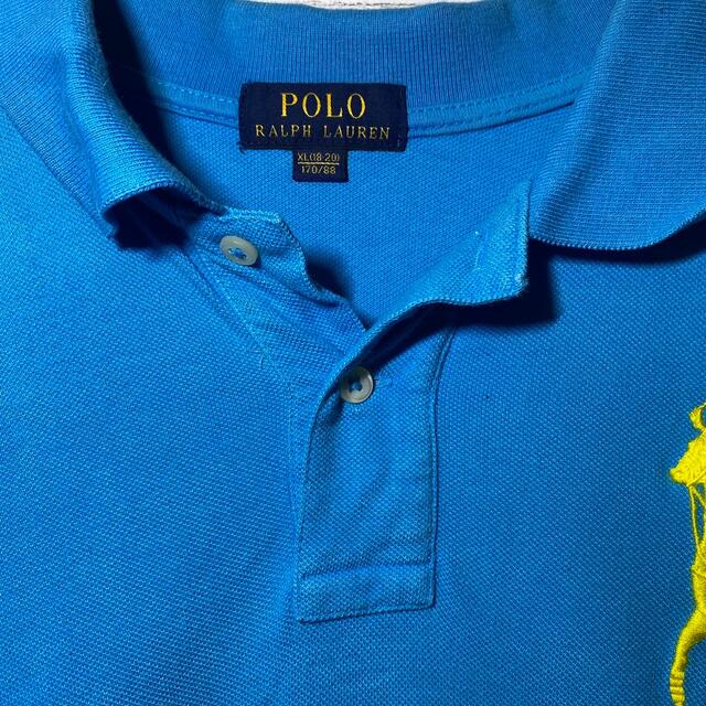 POLO RALPH LAUREN(ポロラルフローレン)のポロラルフローレン　半袖ポロシャツ　デカポニーロゴ　刺繍ロゴ　水色　古着 メンズのトップス(ポロシャツ)の商品写真