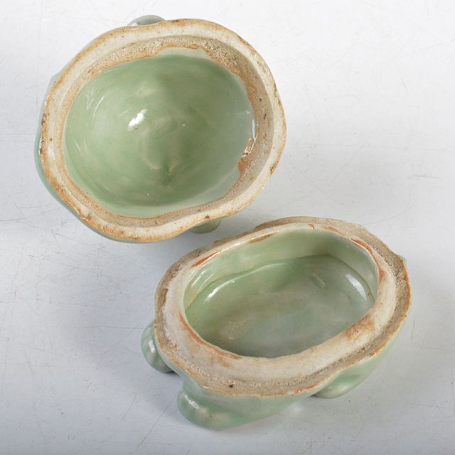 茶道具 青磁 獅子香合 時代箱付 V R4534 陶芸 茶道具 青磁 獅子香合 時代箱付 V R4534 陶芸