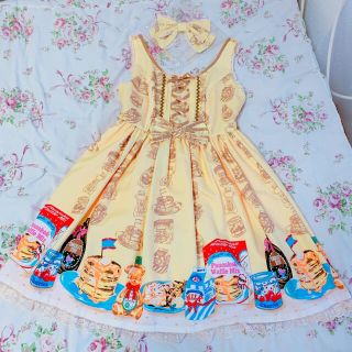 アンジェリックプリティー(Angelic Pretty)のAngelic Pretty honey cake イエロー　JSK KC(ひざ丈ワンピース)