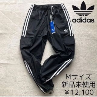 USadidasアディダス 3ラインナイロン系パンツ黒 総丈102cm