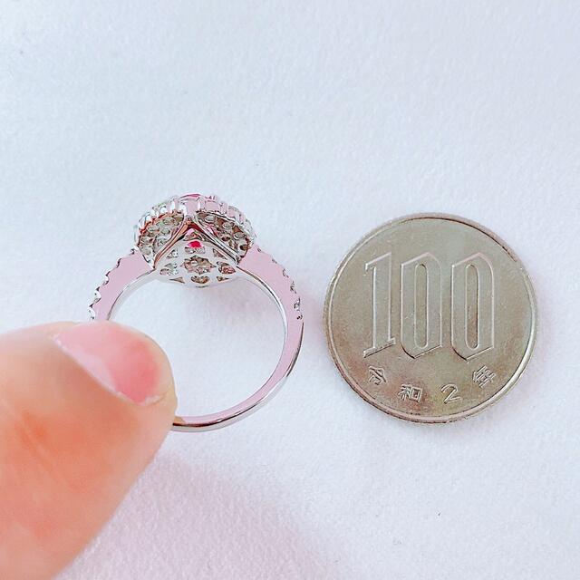 ★1.12ct★✨パパラチアサファイア1.10ctダイヤモンドプラチナリング指輪 レディースのアクセサリー(リング(指輪))の商品写真