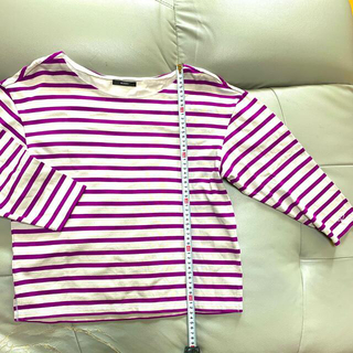 ロッソ(ROSSO)のROSSO 紫×薄灰色ボーダー　ロンT(Tシャツ(長袖/七分))