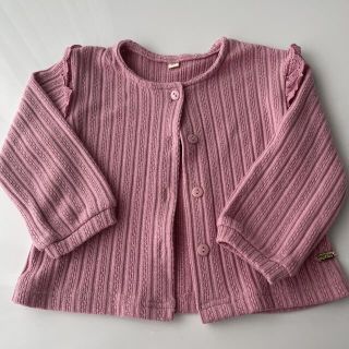 キッズ　女の子　くすみピンク　長袖カーディガン　95cm(カーディガン)