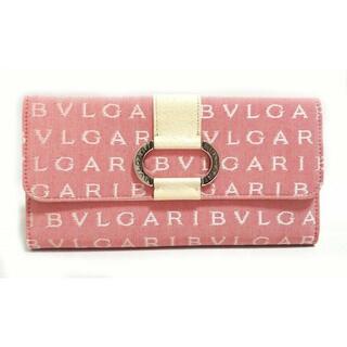 1045 BVLGARI ブルガリ 長財布 レザー くすみピンク リングロゴ