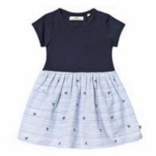 プチバトー(PETIT BATEAU)の☆美品☆インポート☆ebbe(エベ)☆ベビーワンピース☆ネイビー×ブルー(ワンピース)