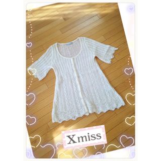 アプワイザーリッシェ(Apuweiser-riche)の美品！キスミス♡モヘヤニットチュニックワンピース モヘア ホワイト xmiss(チュニック)