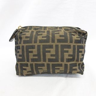 フェンディ(FENDI)のフェンディ FENDI ポーチ 化粧ポーチ コスメ ズッカ柄 茶 ブラウン(ポーチ)