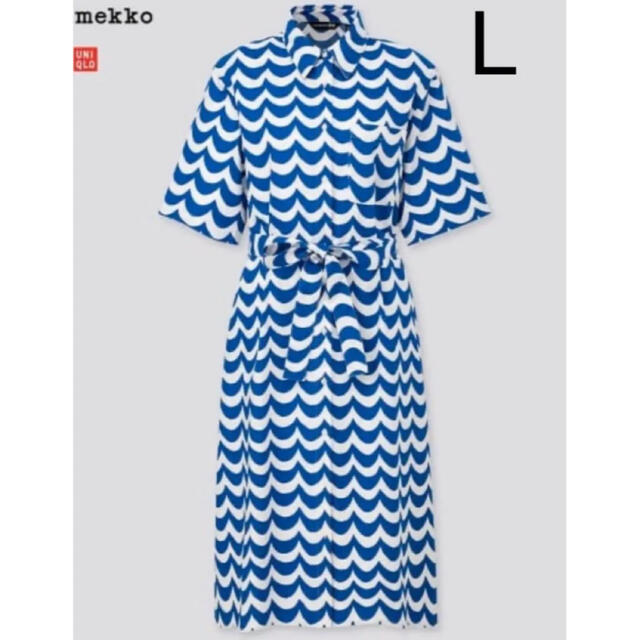 marimekko(マリメッコ)の日本未発売★marimekko uniqlo LAINE ワンピース　L 青 レディースのワンピース(ひざ丈ワンピース)の商品写真