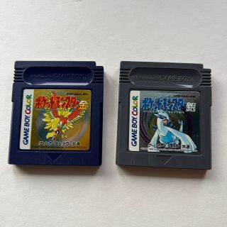 ニンテンドウ(任天堂)の【動作確認済み】ゲームボーイ&カラー共通　ポケットモンスター　金&銀(携帯用ゲームソフト)