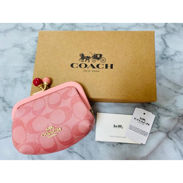 COACH ピンク がま口 キャンディ コインケース カード ポーチ コーチ