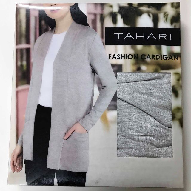 コストコ(コストコ)の新品 M ★ コストコ TAHARI ロング カーディガン グレー 薄手 長袖 レディースのトップス(カーディガン)の商品写真