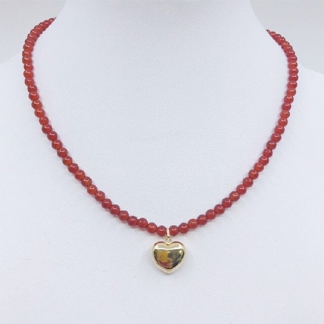 K18 YG  [ Heart with Red Agate ]  ネックレス