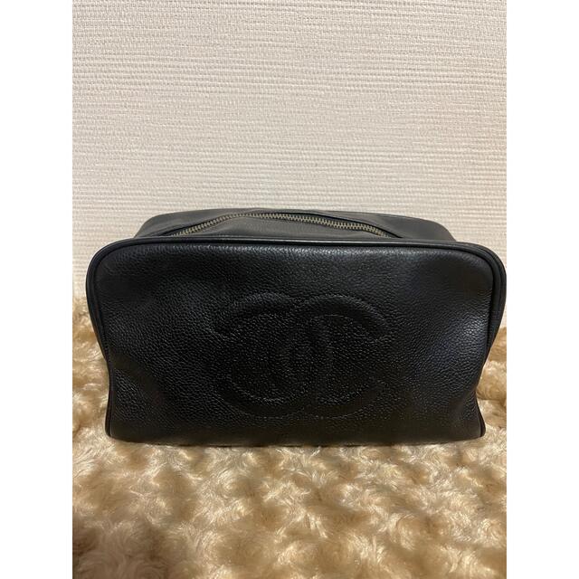 CHANEL(シャネル)のヴィンテージ　シャネル　キャビアスキン　ココマーク　ポーチ　 レディースのファッション小物(ポーチ)の商品写真