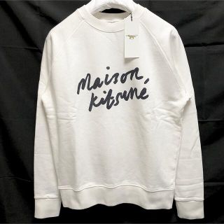 メゾンキツネ(MAISON KITSUNE')のM 新品 メゾンキツネ HANDWRITING ロゴ スウェット トレーナー 白(スウェット)