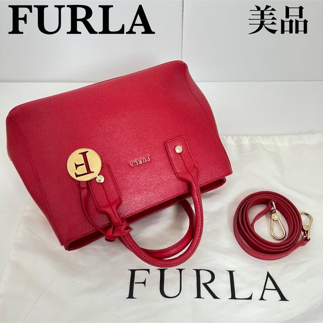 販促通販 【美品】フルラ FURLA 赤 ハンドバック ハンドバッグ