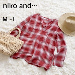 ニコアンド(niko and...)のニコアンド  くすみレッド チェックカットソー  フリンジポケット(シャツ/ブラウス(長袖/七分))