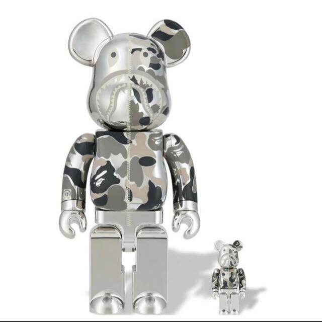 BE@RBRICK BAPE CAMO SHARK 400％ SILVER