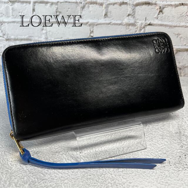 ロエベ LOEWE 長財布 レザー ラウンドジップ リピートアナグラム