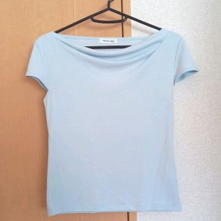 スタイルコム(Style com)のTシャツ ドレープネック 水色 スタイルコム(Tシャツ(半袖/袖なし))