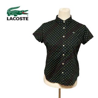 ラコステ(LACOSTE)のLACOSTE ラコステ　ポロシャツ　半袖　黒　ブラック　ダイヤ　赤　黄　42(ポロシャツ)