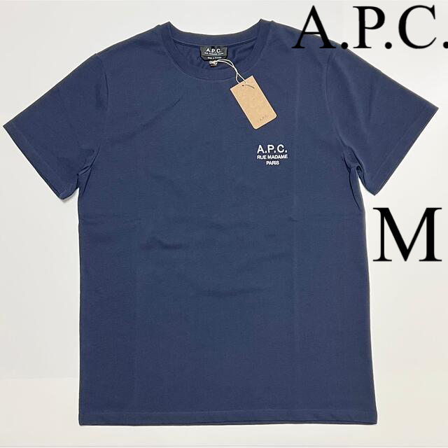 白サイズA.P.C. アーペーセー Raymond Tシャツ APC 胸 刺繍 ロゴ 紺